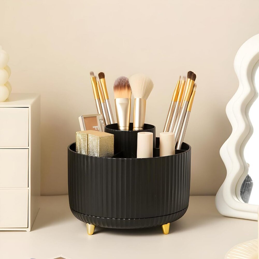 Makeup Brush Holder Organizer,360° Rotating Makeup Brush Organizer,5 Slot Make u